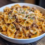 Cajun Garlic Butter Beef And Cheesy Bowtie Pasta