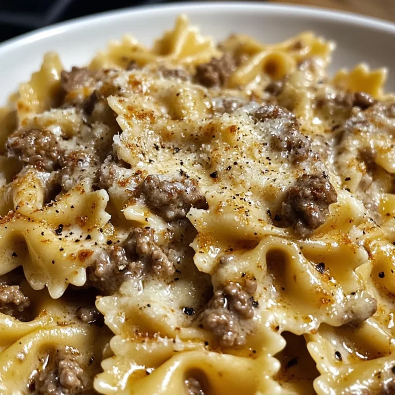 Creamy Parmesan Garlic Beef Bowtie Pasta