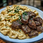 Creamy Velveeta Steak Tortellini With Garlic Sauce