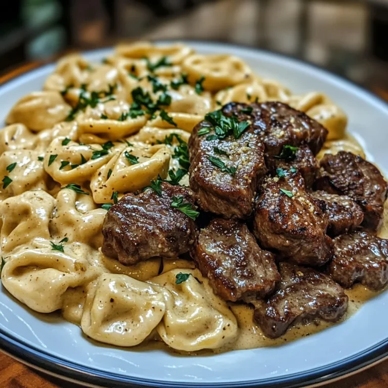Creamy Velveeta Steak Tortellini With Garlic Sauce