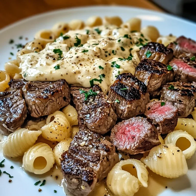 Garlic Butter Steak Bites & Creamy Parmesan Shells