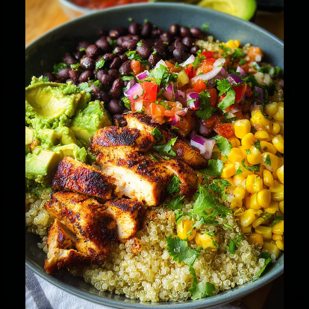 Grilled Chicken Burrito Bowls with Avocado Salsa
