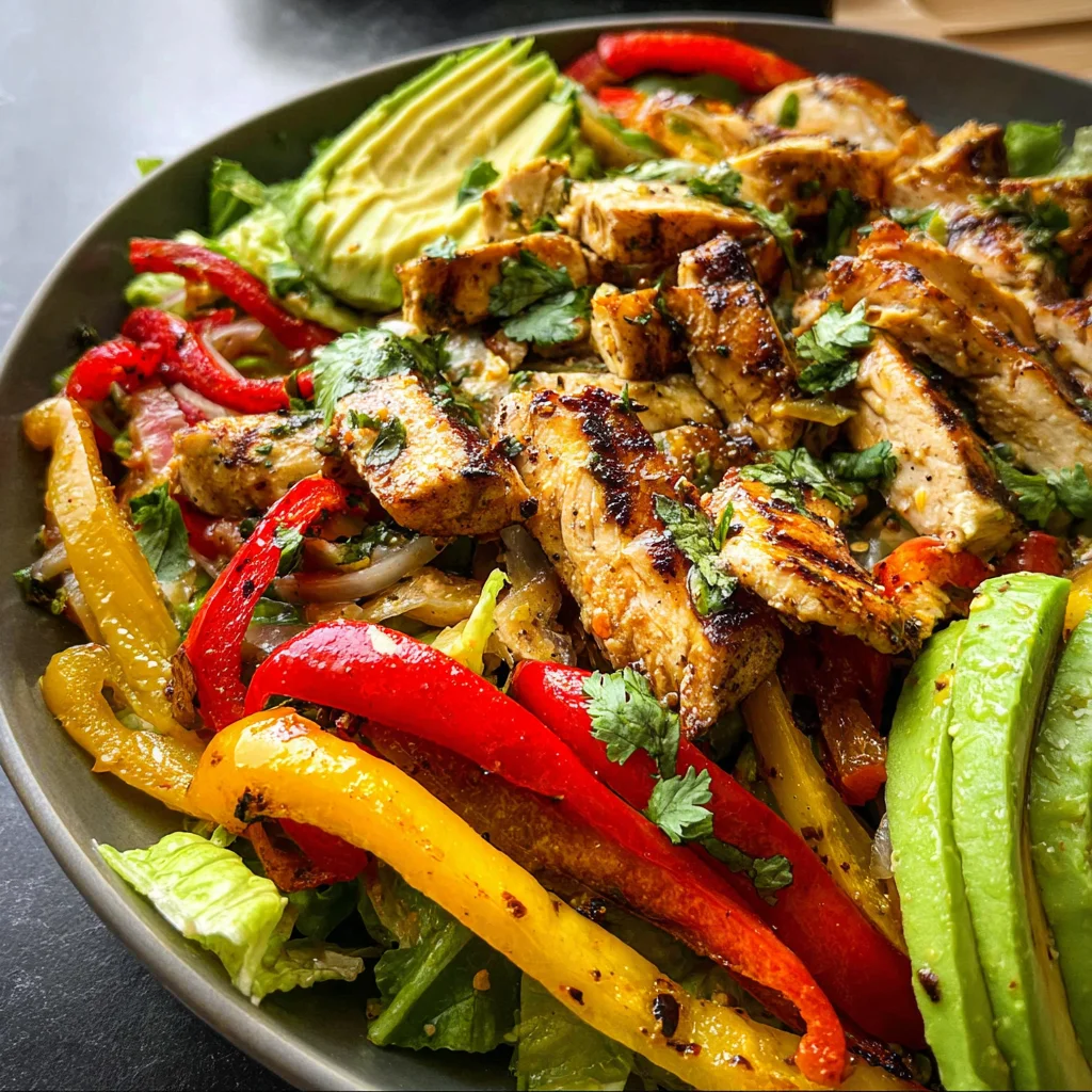 Grilled Chili Lime Chicken Fajita Salad