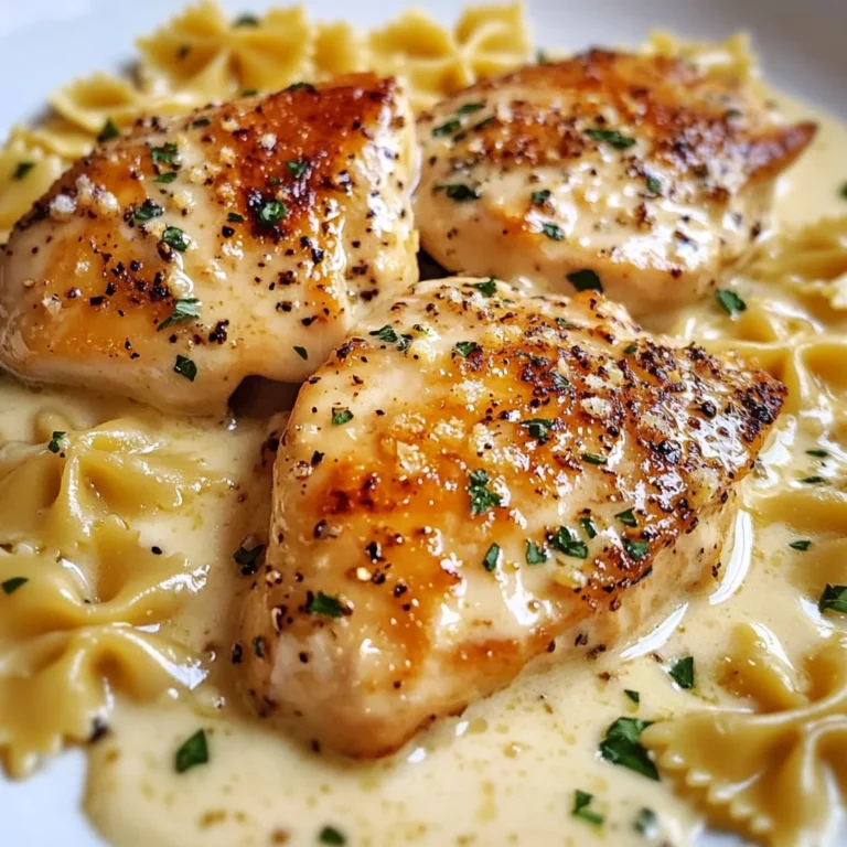 Juicy Garlic Butter Chicken With Bowtie Pasta