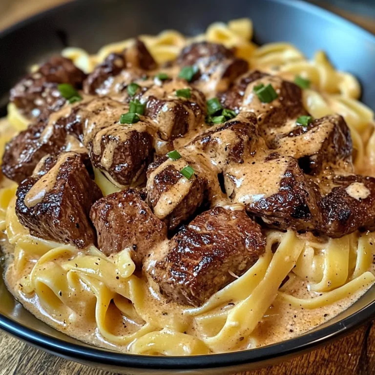 Smoky Cajun Steak Tips Over Velvety Fettuccine