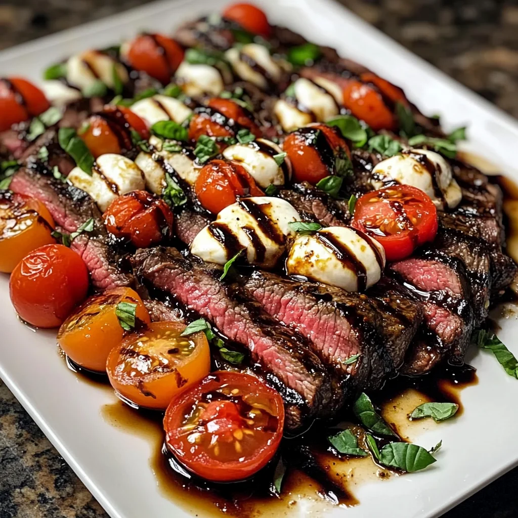 Balsamic Caprese Grilled Flank Steak