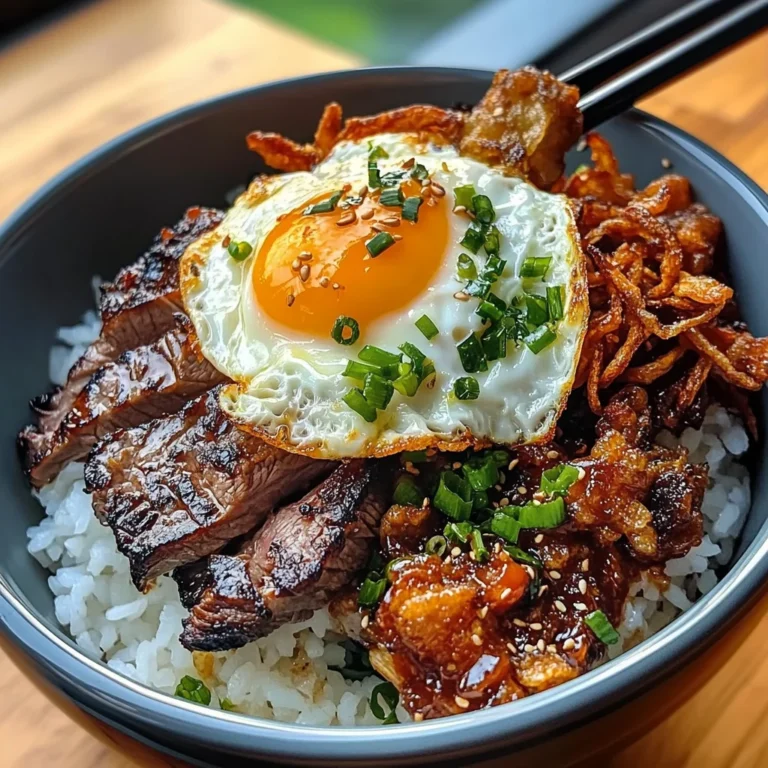 Char Siu Beef Bowl With Crispy Fried Shallots & Sunny-side