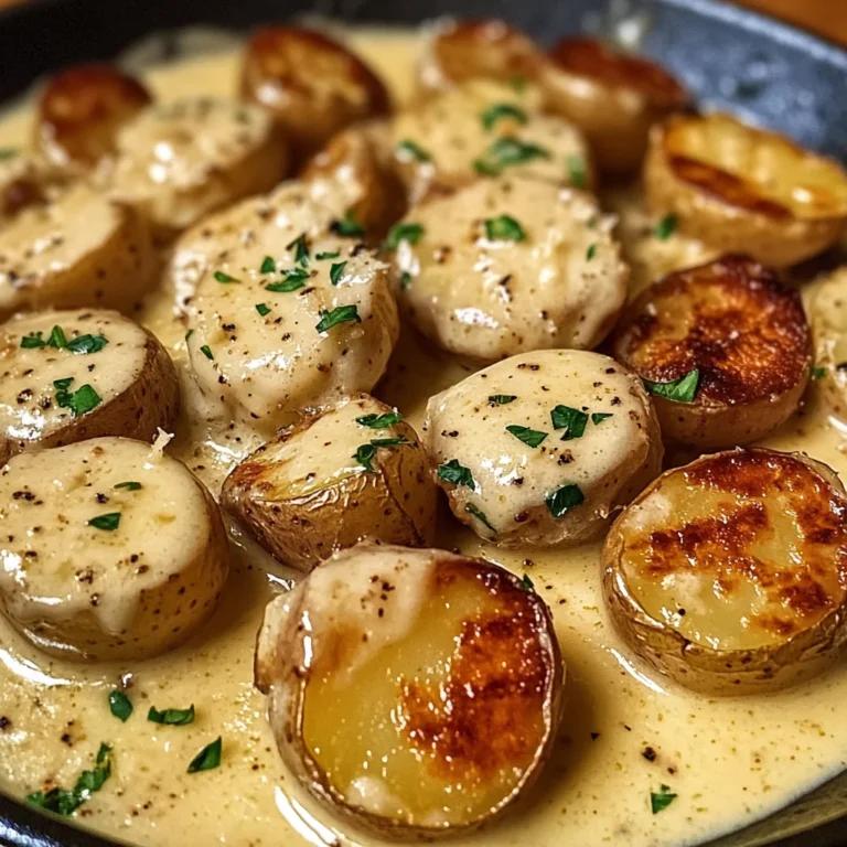 Easy Creamy Garlic Sauce Baby Potatoes