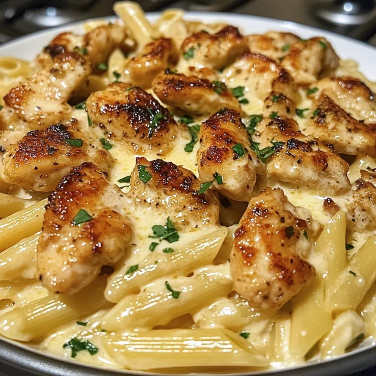 Garlic Butter Chicken Bites With Penne And Cheese