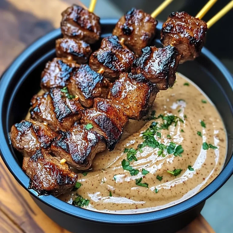 Grilled Beef Skewers With Creamy Peanut Sauce