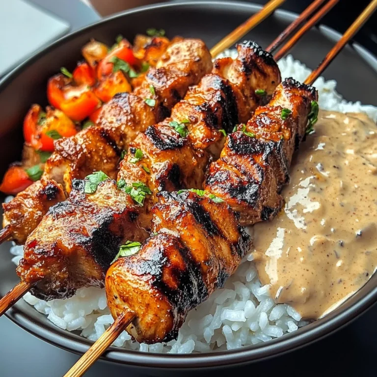 Grilled Chicken Skewers With Coconut Rice & Peanut Sauce
