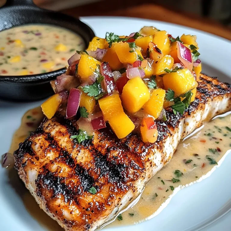 Grilled Fish With Mango Salsa & Creamy Sauce