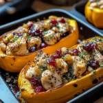 Sweet and Savory Honey Roasted Butternut Squash Stuffed with Chicken