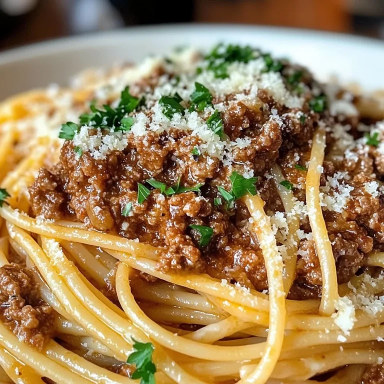 Velvety Beef Bolognese With Creamy Garlic Butter Spaghetti
