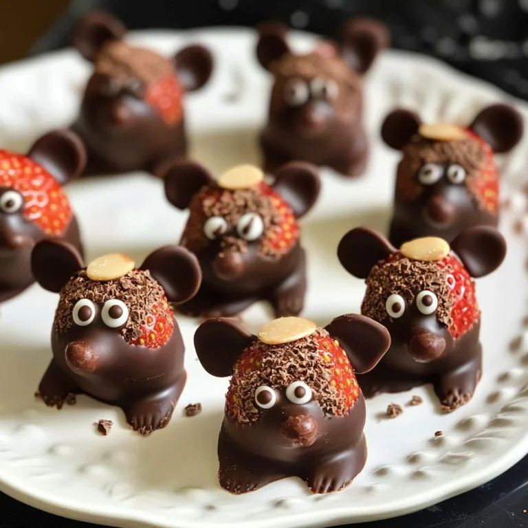 Halloween Dessert - Strawberry and Chocolate fudge mice