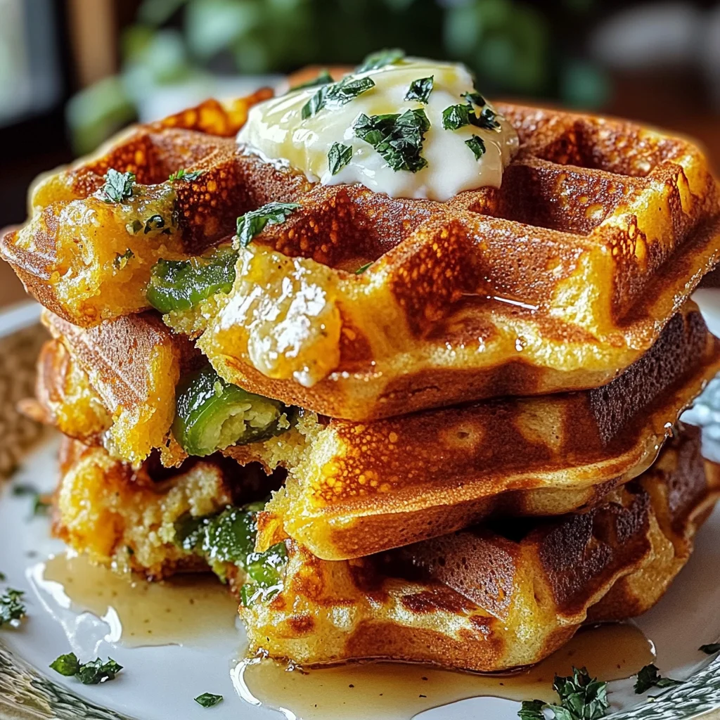 Cheddar Jalapeño Cornbread Waffles