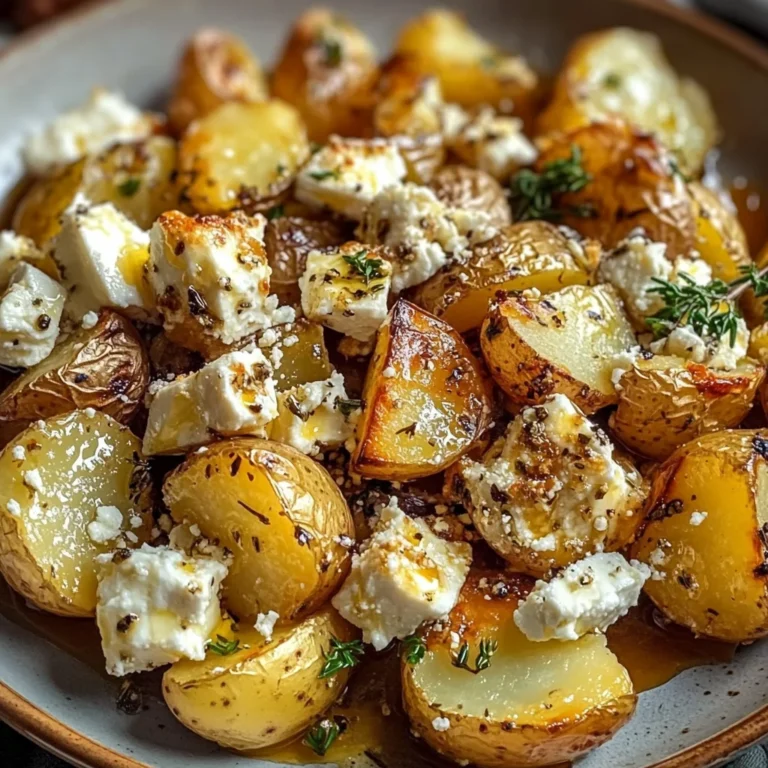 Roasted Potatoes with Baked Feta and Garlic