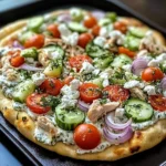 pizza topped with tzatziki sauce