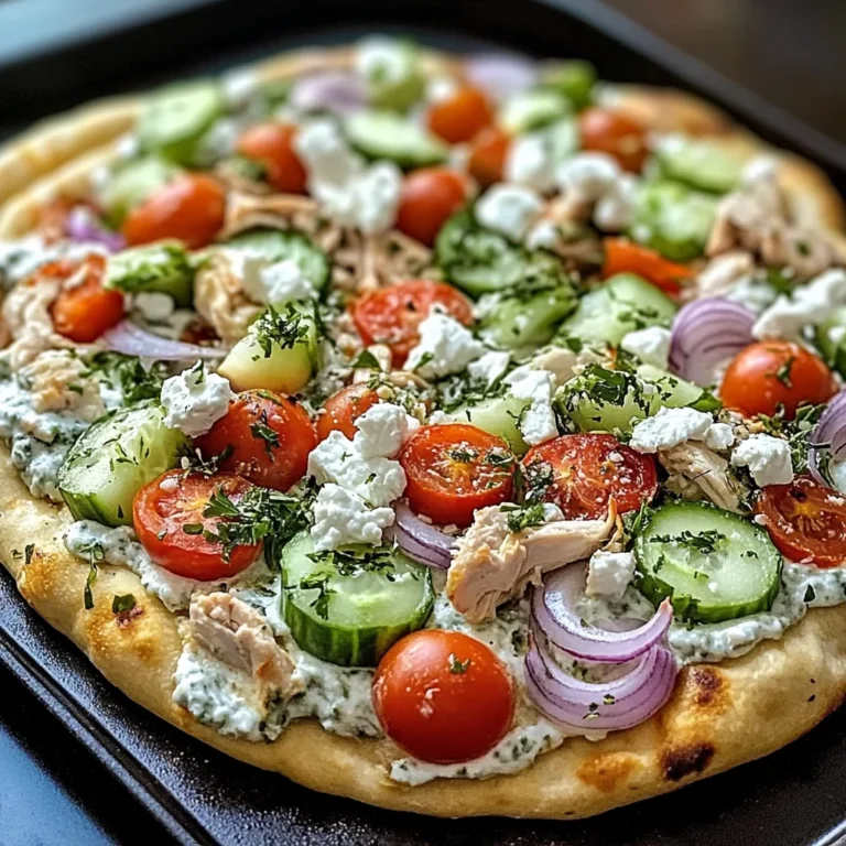 pizza topped with tzatziki sauce