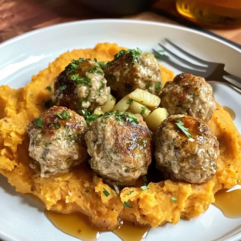 Apple Chicken Meatballs with Spiced Sweet Potatoes