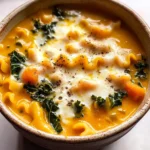 Butternut Squash Lasagna Soup with Kale & Mozzarella