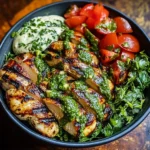 Chimichurri Grilled Chicken Bowl with Garlic Sauce