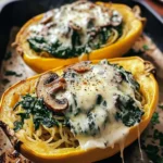 Creamy Spinach and Mushroom Stuffed Spaghetti Squash