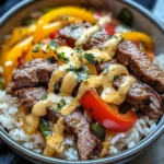 High Protein Philly Cheesesteak Rice Bowls