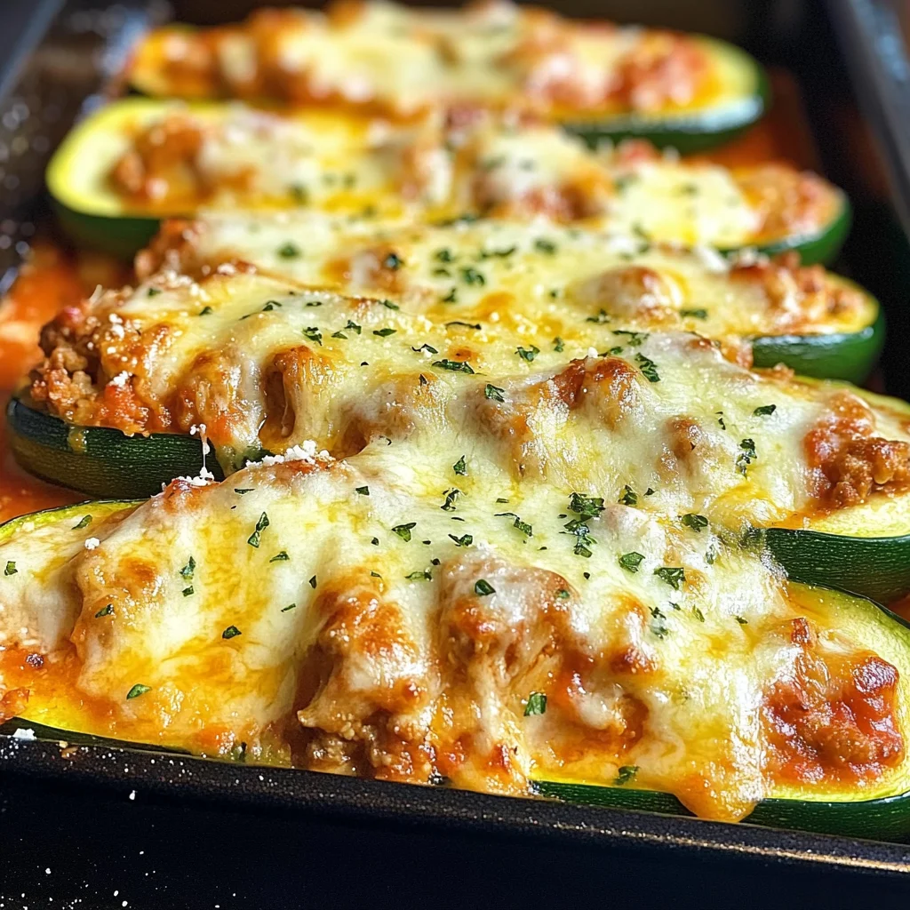 Keto Chicken Parmesan Zucchini Boats