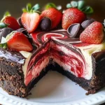 Chocolate Strawberry Swirl Cheesecake