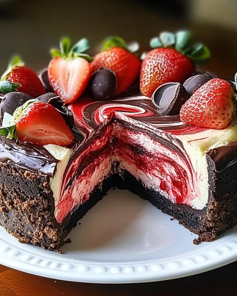 Chocolate Strawberry Swirl Cheesecake