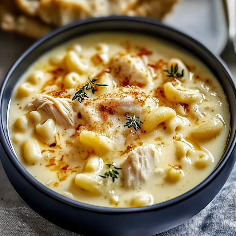 Creamy Chicken Macaroni Cheese Soup