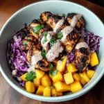 Jerk Chicken & Mango Slaw Bowls with Honey Lime Cream