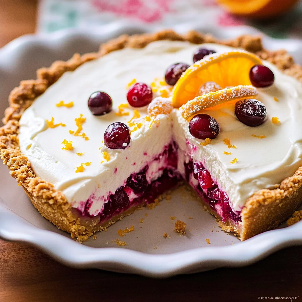No Bake Cranberry Orange Cream Pie