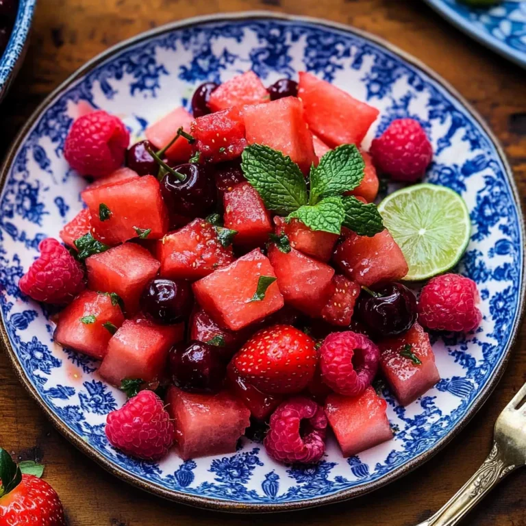 Watermelon Fruit Salad with Lime Mint Dressing