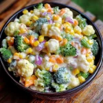 Creamy Broccoli Cauliflower Corn Salad